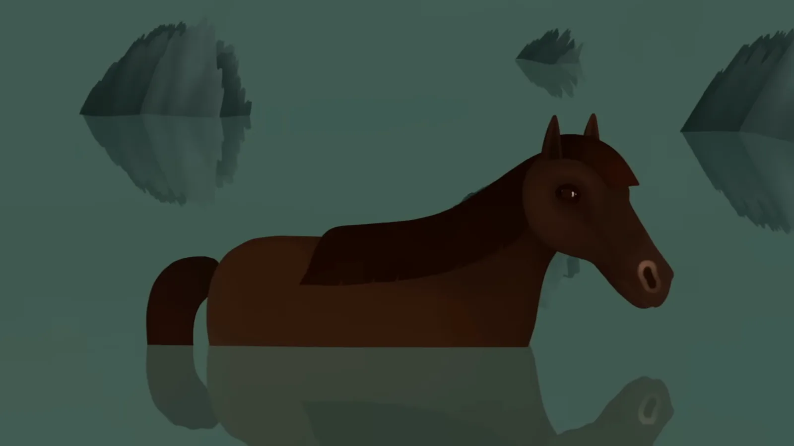 The horse galloping through the river in the Chinese zodiac Great Race, startled by the snake that slips past into sixth place The horse galloping through the river in the Chinese zodiac Great Race, startled by the snake that slips past into sixth place