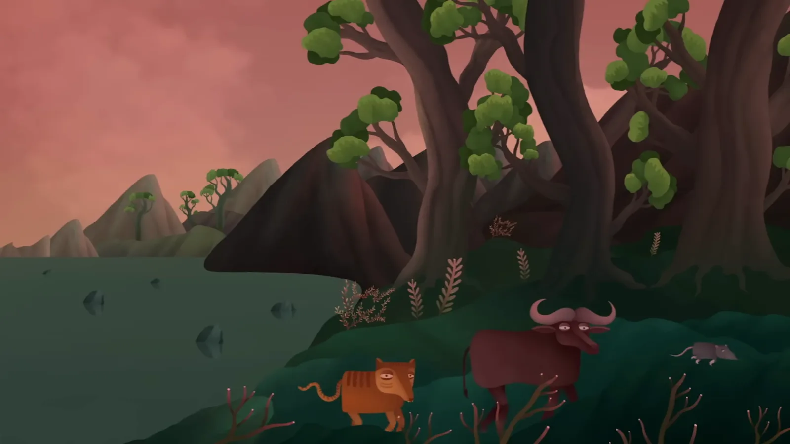 The powerful tiger arriving right behind the ox on the riverbank in the Chinese zodiac race, taking third place in the zodiac order The powerful tiger arriving right behind the ox on the riverbank in the Chinese zodiac race, taking third place in the zodiac order